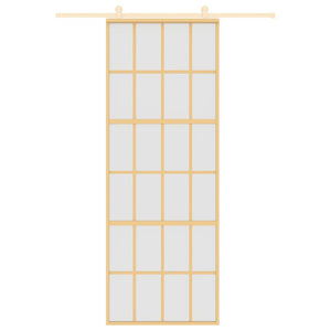 vidaXL Sliding Door Golden 76x205 cm Frosted ESG Glass and Aluminum