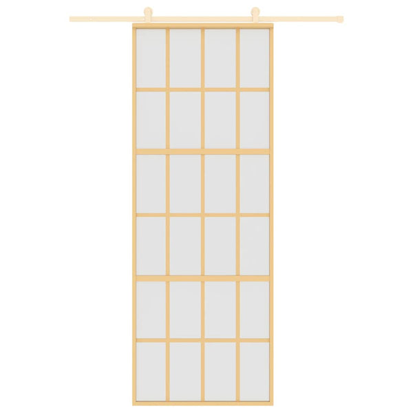 vidaXL Sliding Door Golden 76x205 cm Frosted ESG Glass and Aluminum
