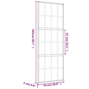vidaXL Sliding Door Golden 76x205 cm Frosted ESG Glass and Aluminum