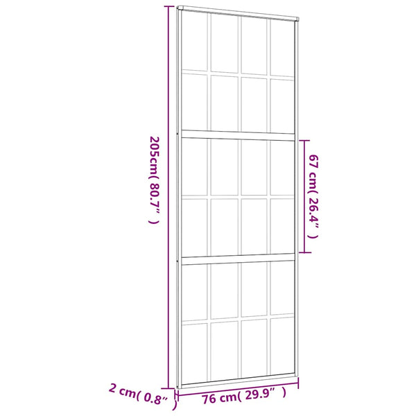 vidaXL Sliding Door Golden 76x205 cm Frosted ESG Glass and Aluminum
