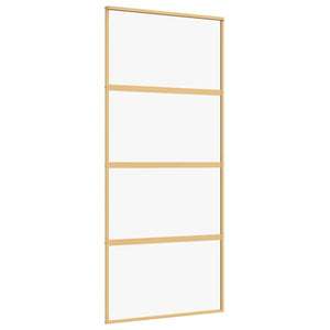 vidaXL Sliding Door Golden 90x205 cm ESG Clear Glass and Aluminium