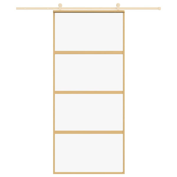 vidaXL Sliding Door Golden 90x205 cm ESG Clear Glass and Aluminium