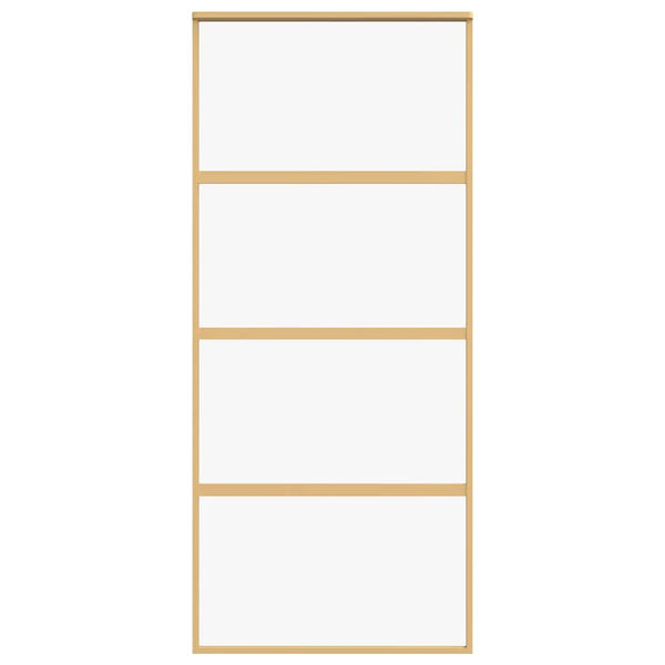 vidaXL Sliding Door Golden 90x205 cm ESG Clear Glass and Aluminium