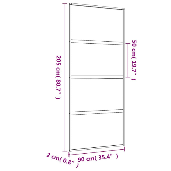 vidaXL Sliding Door Golden 90x205 cm ESG Clear Glass and Aluminium