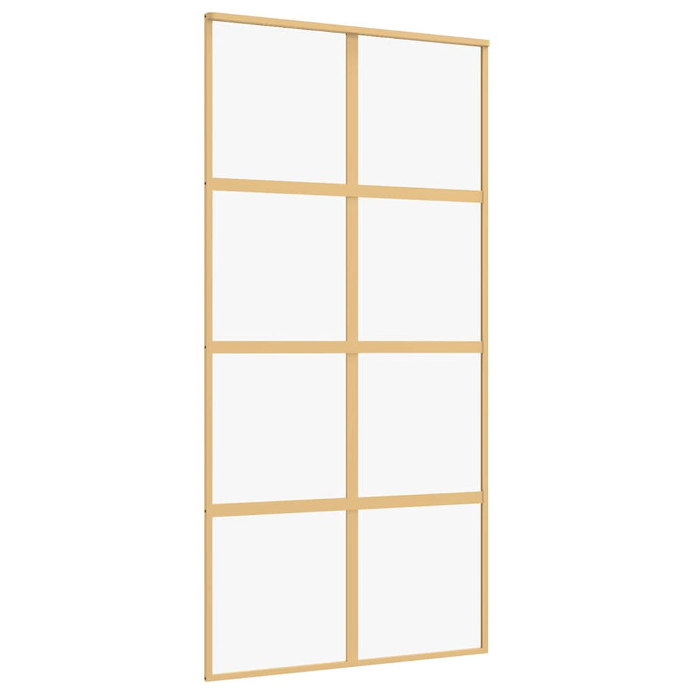 vidaXL Sliding Door Golden 102.5x205 cm ESG Clear Glass and Aluminum