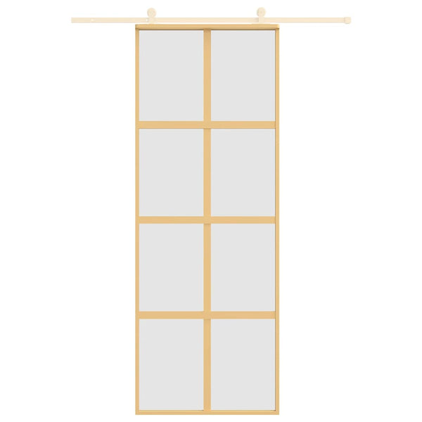 vidaXL Sliding Door Golden 76x205 cm Frosted ESG Glass and Aluminum
