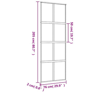 vidaXL Sliding Door Golden 76x205 cm Frosted ESG Glass and Aluminum