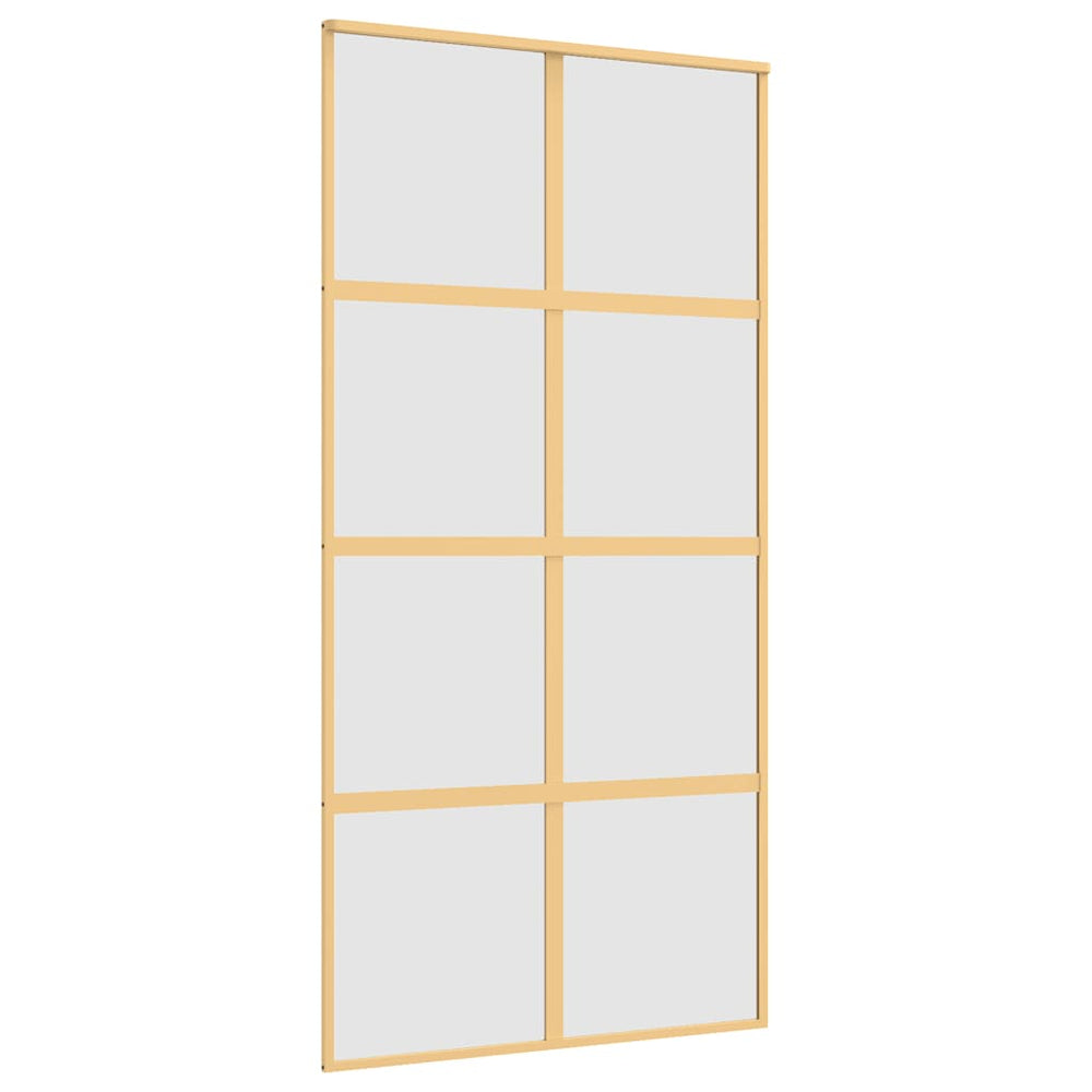 vidaXL Sliding Door Golden 102.5x205 cm Matte ESG Glass and Aluminum