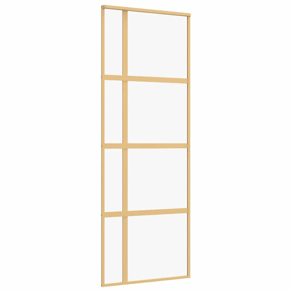 vidaXL Sliding Door Golden 76x205 cm Tempered Clear Glass and Aluminum