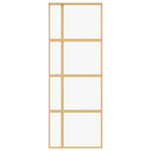 vidaXL Sliding Door Golden 76x205 cm Tempered Clear Glass and Aluminum