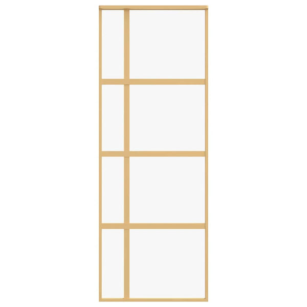 vidaXL Sliding Door Golden 76x205 cm Tempered Clear Glass and Aluminum