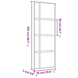 vidaXL Sliding Door Golden 76x205 cm Tempered Clear Glass and Aluminum