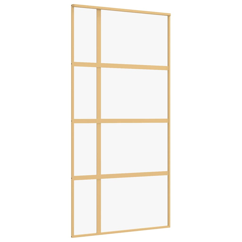 vidaXL Sliding Door Golden 102.5x205 cm ESG Clear Glass and Aluminum