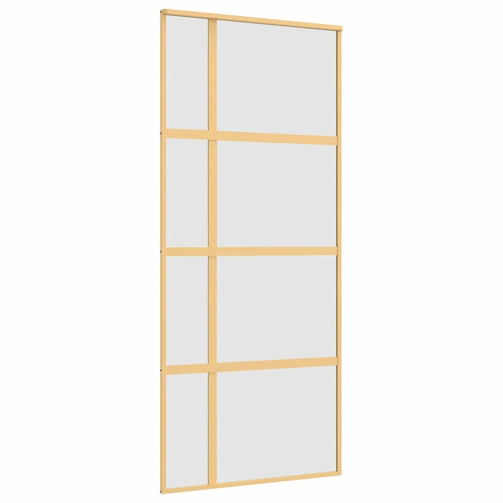 vidaXL Sliding Door Golden 90x205 cm Frosted ESG Glass and Aluminum