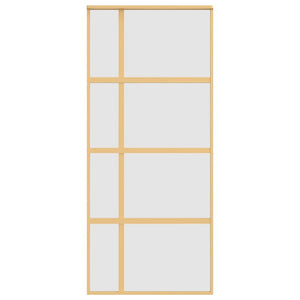 vidaXL Sliding Door Golden 90x205 cm Frosted ESG Glass and Aluminum