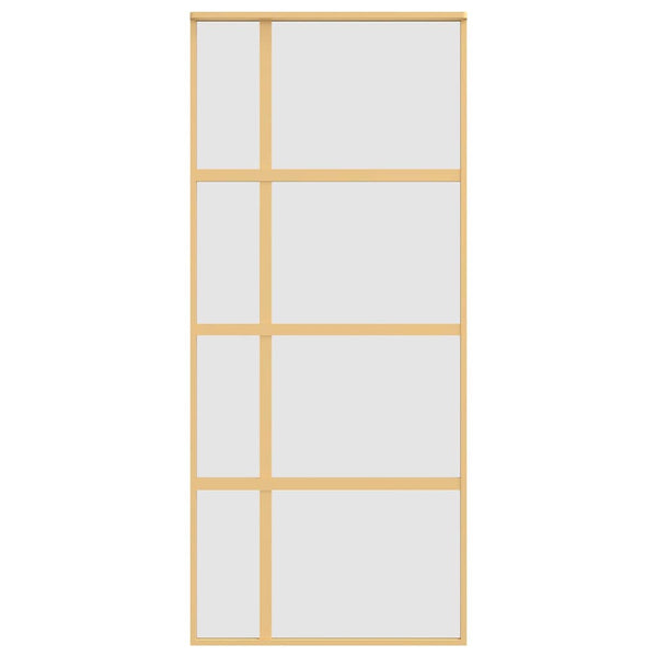vidaXL Sliding Door Golden 90x205 cm Frosted ESG Glass and Aluminum