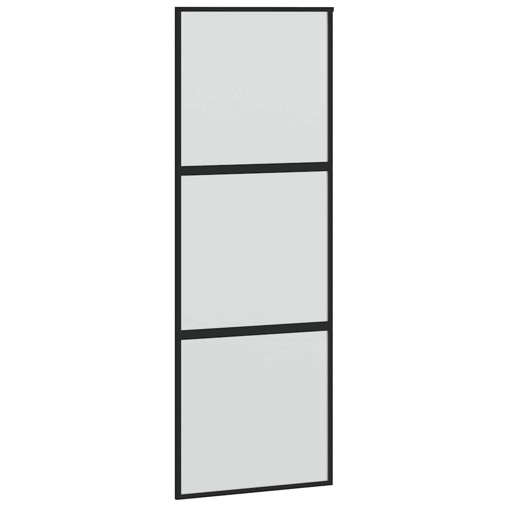 vidaXL Sliding Door Black 76x205 cm Tempered Glass and Aluminum