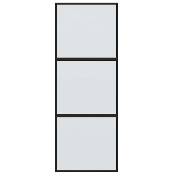 vidaXL Sliding Door Black 76x205 cm Tempered Glass and Aluminum