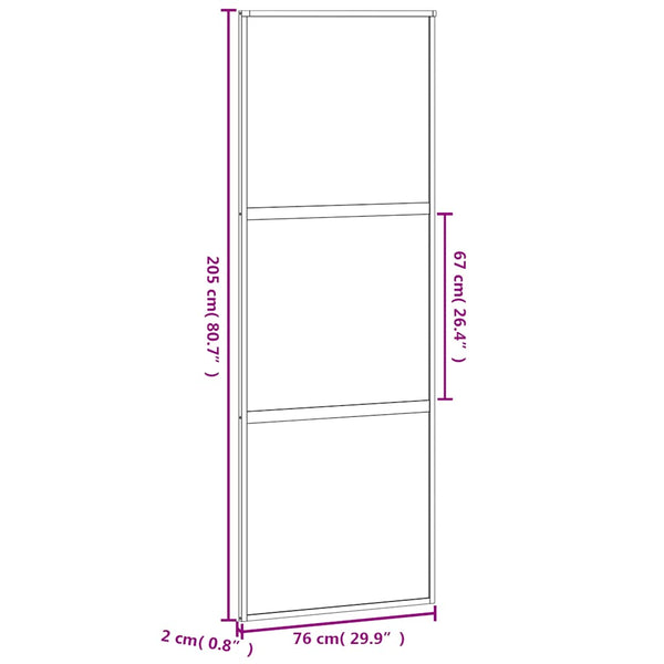 vidaXL Sliding Door Black 76x205 cm Tempered Glass and Aluminum