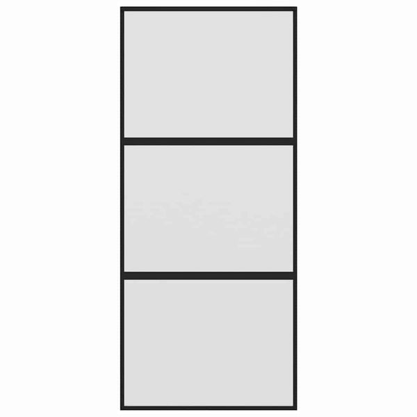 vidaXL Sliding Door Black 90x205 cm Tempered Glass and Aluminum