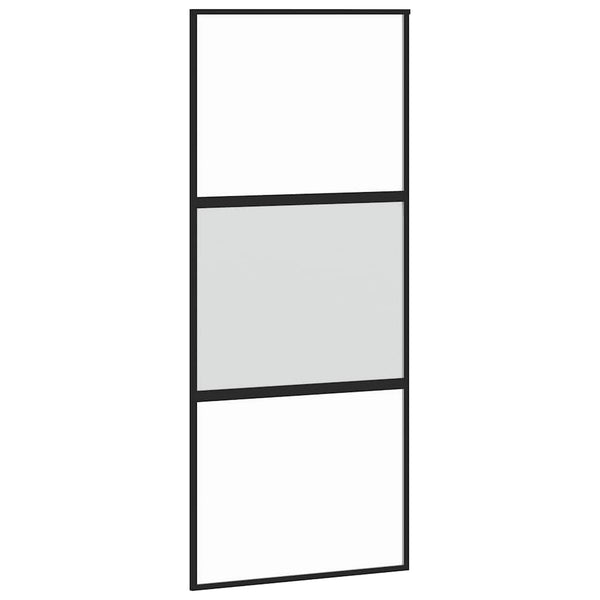 vidaXL Sliding Door Black 90x205 cm Tempered Glass and Aluminum