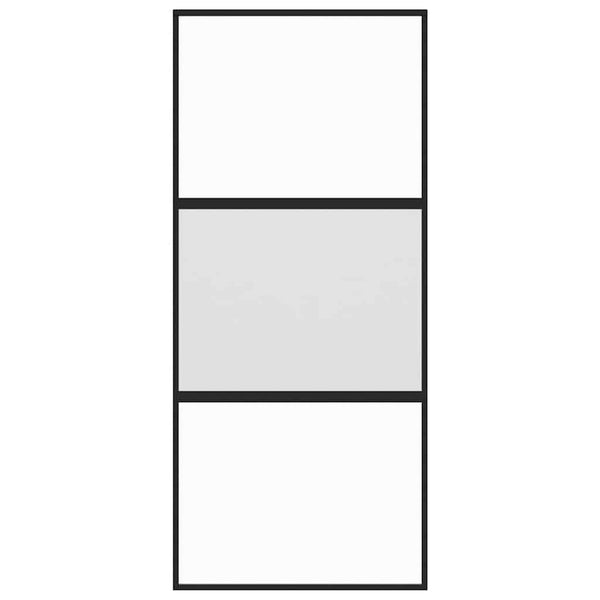 vidaXL Sliding Door Black 90x205 cm Tempered Glass and Aluminum