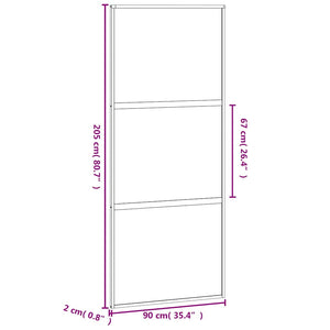 vidaXL Sliding Door Black 90x205 cm Tempered Glass and Aluminum