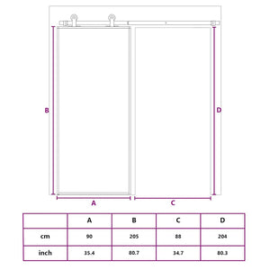 vidaXL Sliding Door Black 90x205 cm Tempered Glass and Aluminum