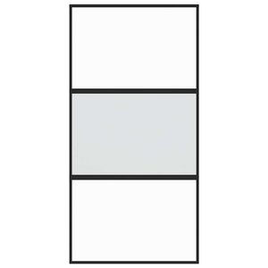 vidaXL Sliding Door Black 102.5x205 cm Tempered Glass and Aluminium