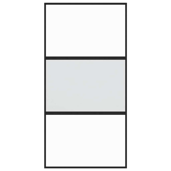 vidaXL Sliding Door Black 102.5x205 cm Tempered Glass and Aluminium