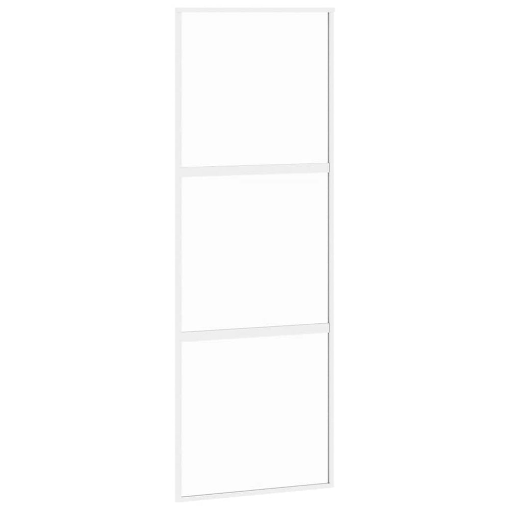 vidaXL Sliding Door White 76x205 cm Tempered Glass and Aluminium