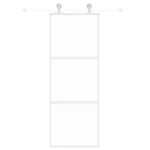 vidaXL Sliding Door White 76x205 cm Tempered Glass and Aluminium