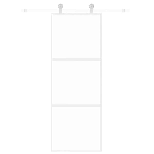 vidaXL Sliding Door White 76x205 cm Tempered Glass and Aluminium