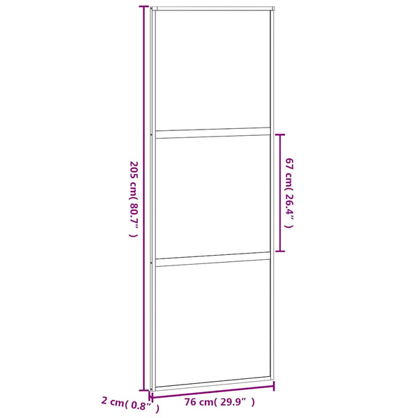 vidaXL Sliding Door White 76x205 cm Tempered Glass and Aluminium