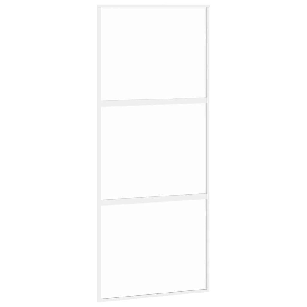 vidaXL Sliding Door White 90x205 cm Tempered Glass and Aluminum