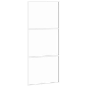 vidaXL Sliding Door White 90x205 cm Tempered Glass and Aluminum
