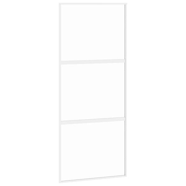 vidaXL Sliding Door White 90x205 cm Tempered Glass and Aluminum