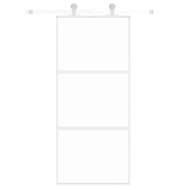 vidaXL Sliding Door White 90x205 cm Tempered Glass and Aluminum