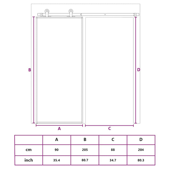 vidaXL Sliding Door White 90x205 cm Tempered Glass and Aluminum