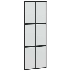 vidaXL Sliding Door Black 76x205 cm Tempered Glass and Aluminum