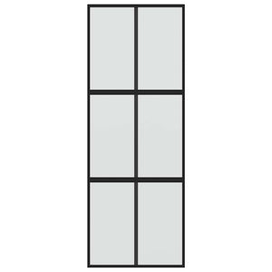 vidaXL Sliding Door Black 76x205 cm Tempered Glass and Aluminum