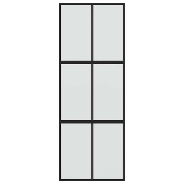 vidaXL Sliding Door Black 76x205 cm Tempered Glass and Aluminum
