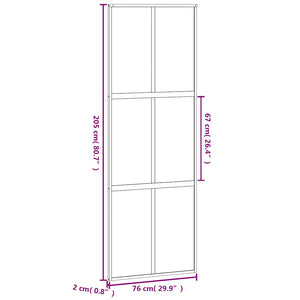 vidaXL Sliding Door Black 76x205 cm Tempered Glass and Aluminum