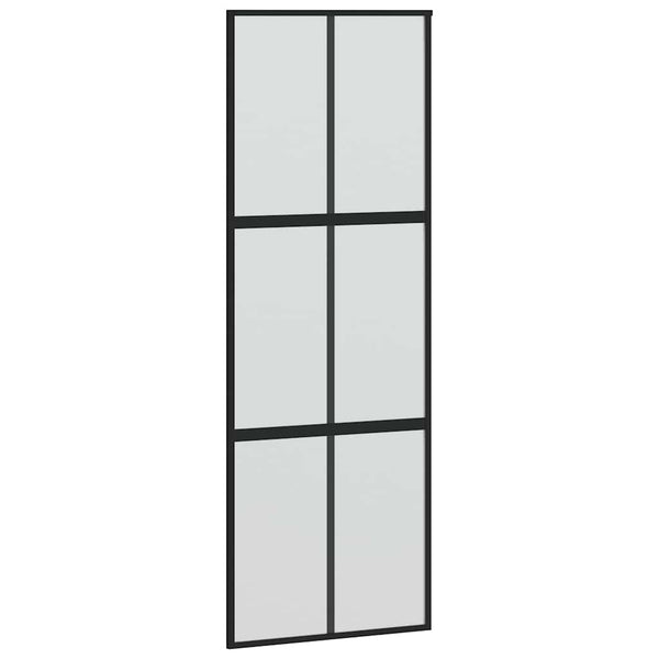 vidaXL Sliding Door Black 90x205 cm Tempered Glass and Aluminum