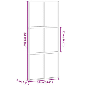 vidaXL Sliding Door Black 90x205 cm Tempered Glass and Aluminum