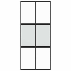 vidaXL Sliding Door Black 90x205 cm Tempered Glass and Aluminum
