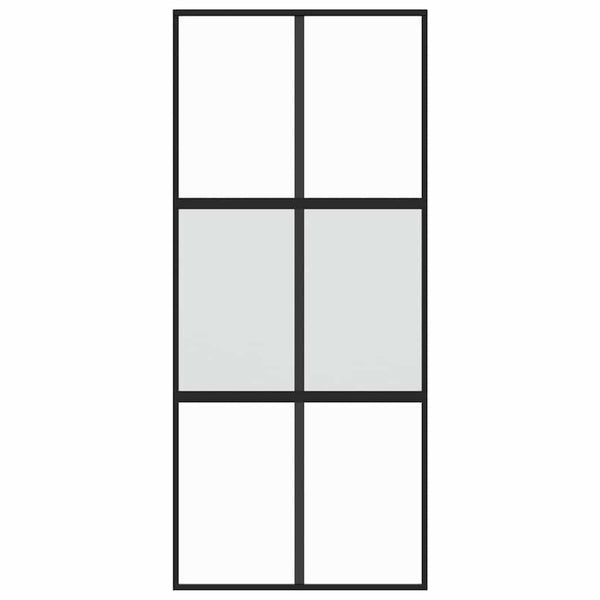 vidaXL Sliding Door Black 90x205 cm Tempered Glass and Aluminum