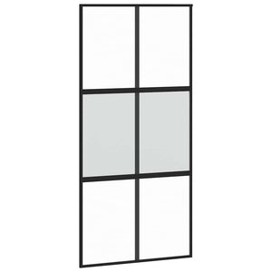 vidaXL Sliding Door Black 102.5x205 cm Tempered Glass and Aluminium