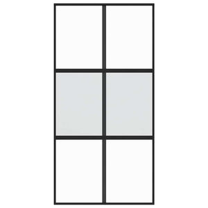vidaXL Sliding Door Black 102.5x205 cm Tempered Glass and Aluminium