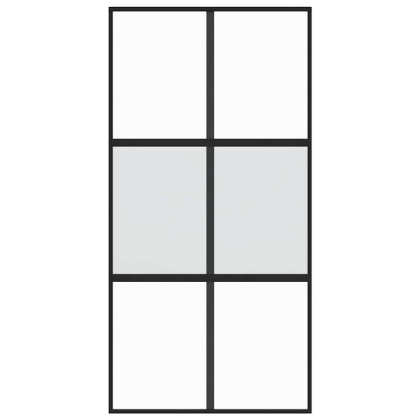 vidaXL Sliding Door Black 102.5x205 cm Tempered Glass and Aluminium